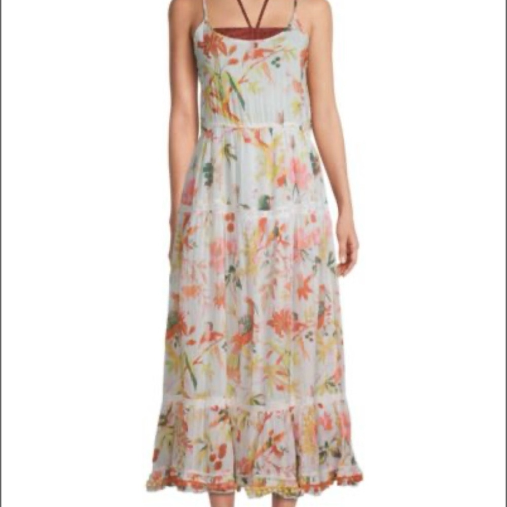 Ranee's Tropical Tiered Midi Cover-Up Dress — L/XL